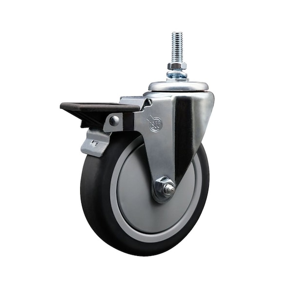 6 Inch Thermoplastic Rubber 12 MM Threaded Stem Caster with Brake